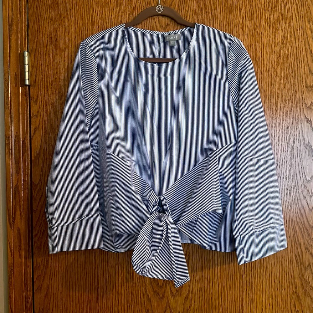 Kenar cotton blouse size L 3/4 sleeve slit front, can tie new with tag